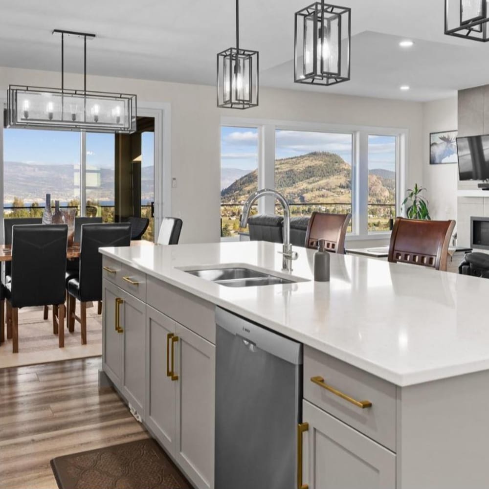 A South Okanagan home interior looking out to the hills